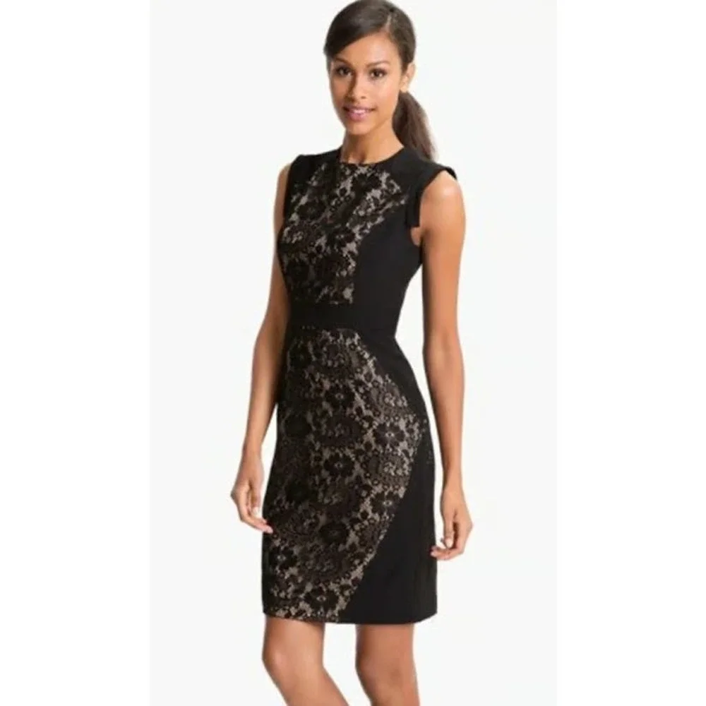 Adrianna Papell- Navy blue lace dress- size 8 - Picture 1 of 9